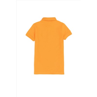 Kız Çocuk Sarı Basic Polo Yaka Tişört