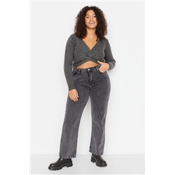 Trendyol Curve Gri Yüksek Bel Bootcut Jeans TBBSS22JE00011