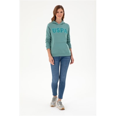 Kadın Mint Basic Kapüşonlu Sweatshirt