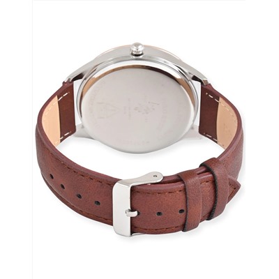 MENS BROWN STRAP GOLD ACCENT WATCH