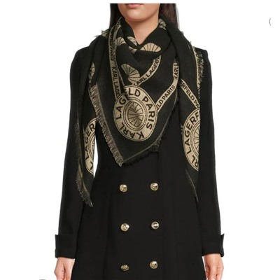 Karl Lagerfeld Paris Fan Print Logo Scarf