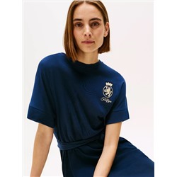 Gold Crest Logo Belted T-Shirt Dress
