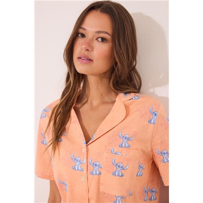Pijama camisero Lilo & Stitch algodón naranja