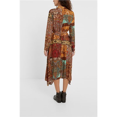Vestido camisero estampado metalizado