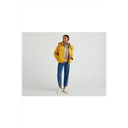 United Colors of Benetton Benetton Kadın Sarı Çıkarılabilir Kapüşonlu Kadife Mont 122A20YXDN01E-29U