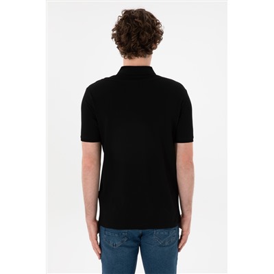 Erkek Regular Fit Polo Yaka Siyah Basic Tişört