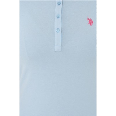 Kadın Açık Mavi Basic Polo Yaka Tişört