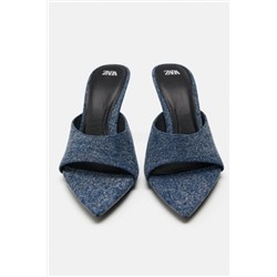DENIM SANDALS WITH POINTED TOE