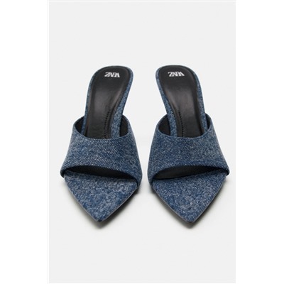 DENIM SANDALS WITH POINTED TOE