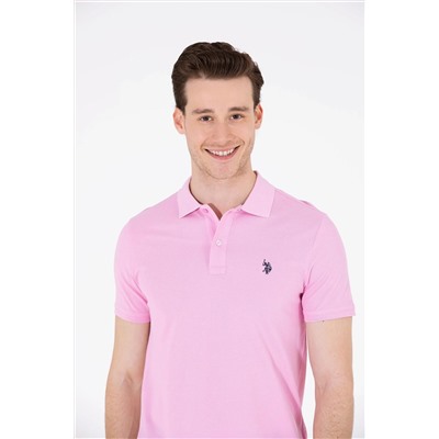 Erkek Açık Pembe Polo Yaka Basic T-Shirt