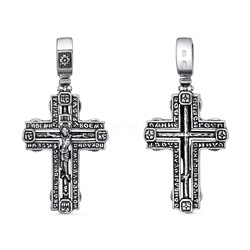Крест из чернёного серебра - 4 см 925 пробы 2-269ч