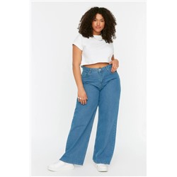 Trendyol Curve Açık Mavi Yüksek Bel Geniş Paça Büyük Beden Wide Leg Jeans TBBSS22JE0211