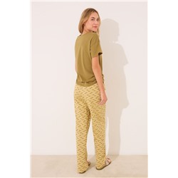 Pijama largo algodón Snoopy caqui