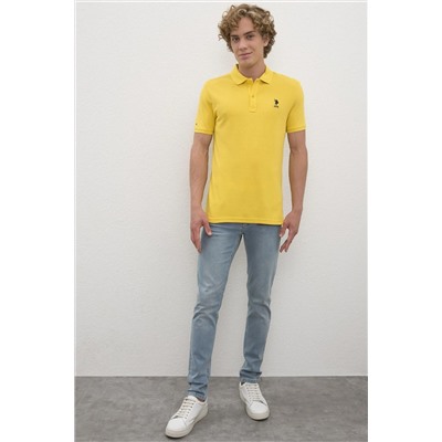 Erkek Safran Polo Yaka Basic T-Shirt