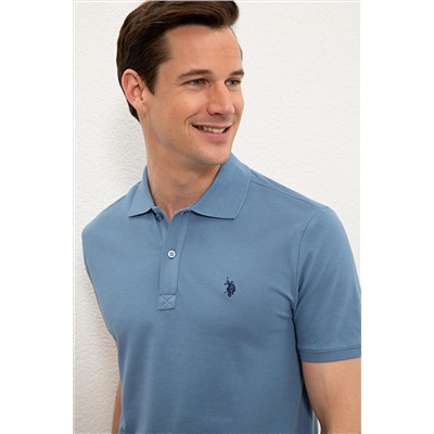 Erkek İndigo Basic Polo Yaka Tişört