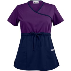 UA Best Buy Scrubs Color Block Empire Waist Mock Wrap Scrub Top