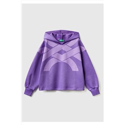 United Colors of BenettonKız Çocuk 30F Logo Baskılı Renk Bloklu Sweatshirt Mor