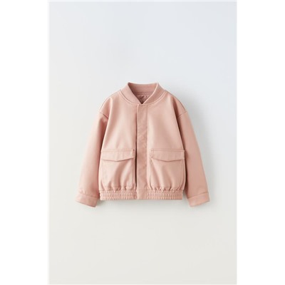 LEATHER EFFECT BOMBER JACKET