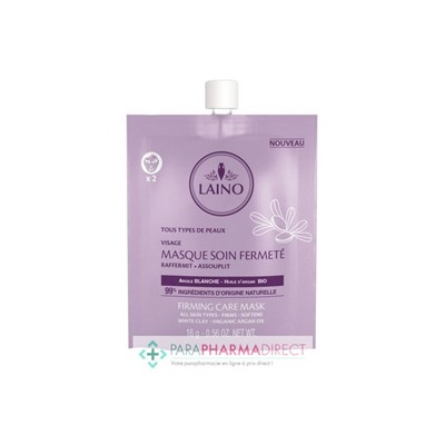 Laino Masque Soin Fermeté Argile Blanche & Huile Argan BIO Tous Types de Peaux 16g