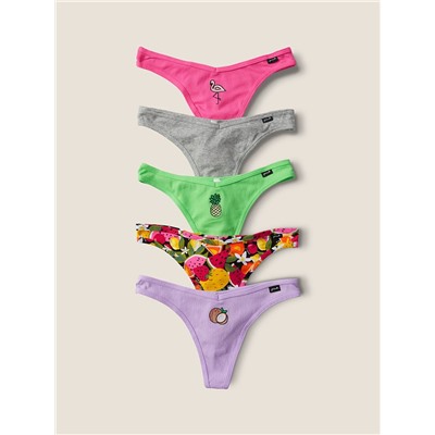 5-PACK COTTON THONG PANTY