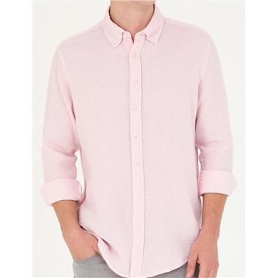 Pembe Regular Fit Uzun Kollu Gömlek
