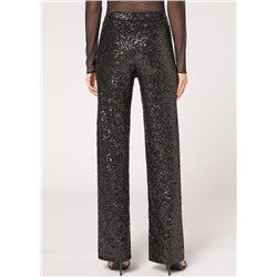 Palazzo-Leggings mit Pailletten