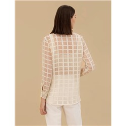 Krem Comfort Fit Uzun Kollu Gömlek