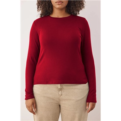 Bordo Premium Yumuşak Kumaşlı Viskon Bisiklet Yaka Crop Esnek Örme Bluz TBBAW25AF00027
