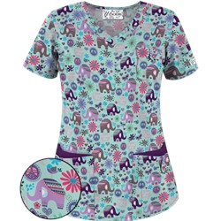 UA Beautiful Day Cool Blue Scrub Top