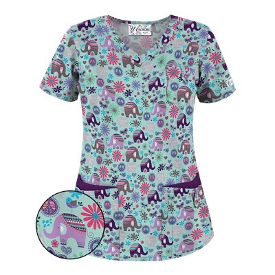 UA Beautiful Day Cool Blue Scrub Top