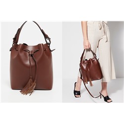 Bolso saco de piel Jila Marrón