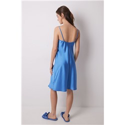 Camisón corto satén y encaje azul