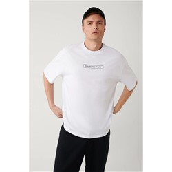Avva, Erkek Beyaz %100 Pamuk Bisiklet Yaka Baskılı T-shirt A41y1173