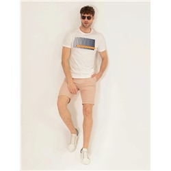 Turuncu Slim Fit Beli Lastikli Şort