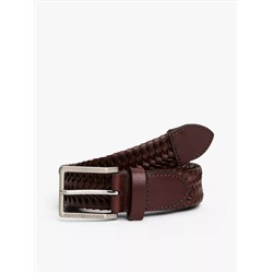 Square Buckle Woven Leather Belt