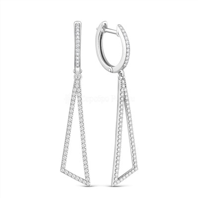 Серьги из серебра с фианитами родированные 925 пробы 11-1308р