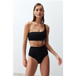 TRENDYOLMİLLA Siyah Tek Omuz Yüksek Bel Regular Bikini Takımı TBESS24BT00126