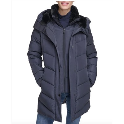 CALVIN KLEIN Faux Fur Trim Puffer Jacket