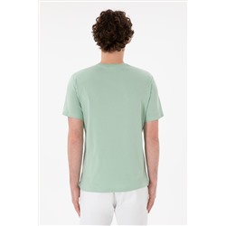 Erkek Regular Fit Bisiklet Yaka Su Yeşili Basic Tişört