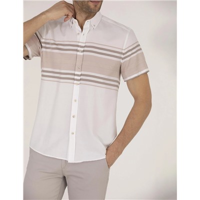 Kahverengi Regular Fit Kısa Kollu Gömlek