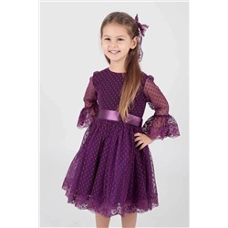 AHENGİM Kız Çocuk Elbise Kız Çocuk Tokalı Elbise Kız Elbise Tül Dantel Elbise Ak2209 1-2-10000804