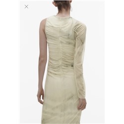 RINTED TULLE ASYMMETRIC DRESS