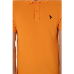 Erkek Slim Fit Polo Yaka Turuncu Basic Tişört