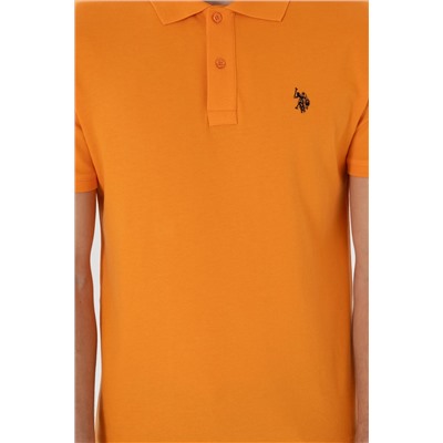 Erkek Slim Fit Polo Yaka Turuncu Basic Tişört