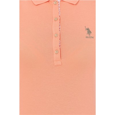 Kadın Somon Basic Polo Yaka Tişört