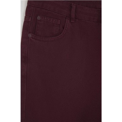 Bordo Yüksek Bel Geniş Paça Büyük Beden Wide Leg Jeans TBBSS24CJ00050