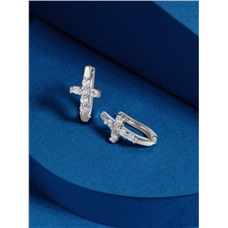 Серьги из серебра с фианитами родированные 925 пробы 11-0792р