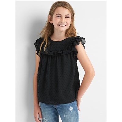 Swiss dot ruffle top