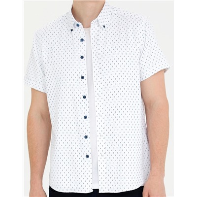 Açık Lacivert Slim Fit Kısa Kollu Gömlek