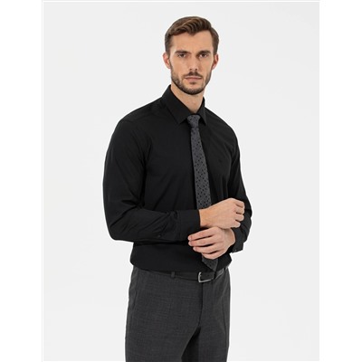 Siyah Regular Fit Uzun Kollu Klasik Gömlek